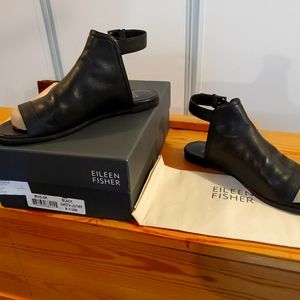 Eileen Fisher MUG Black Dakota Leather Sandals